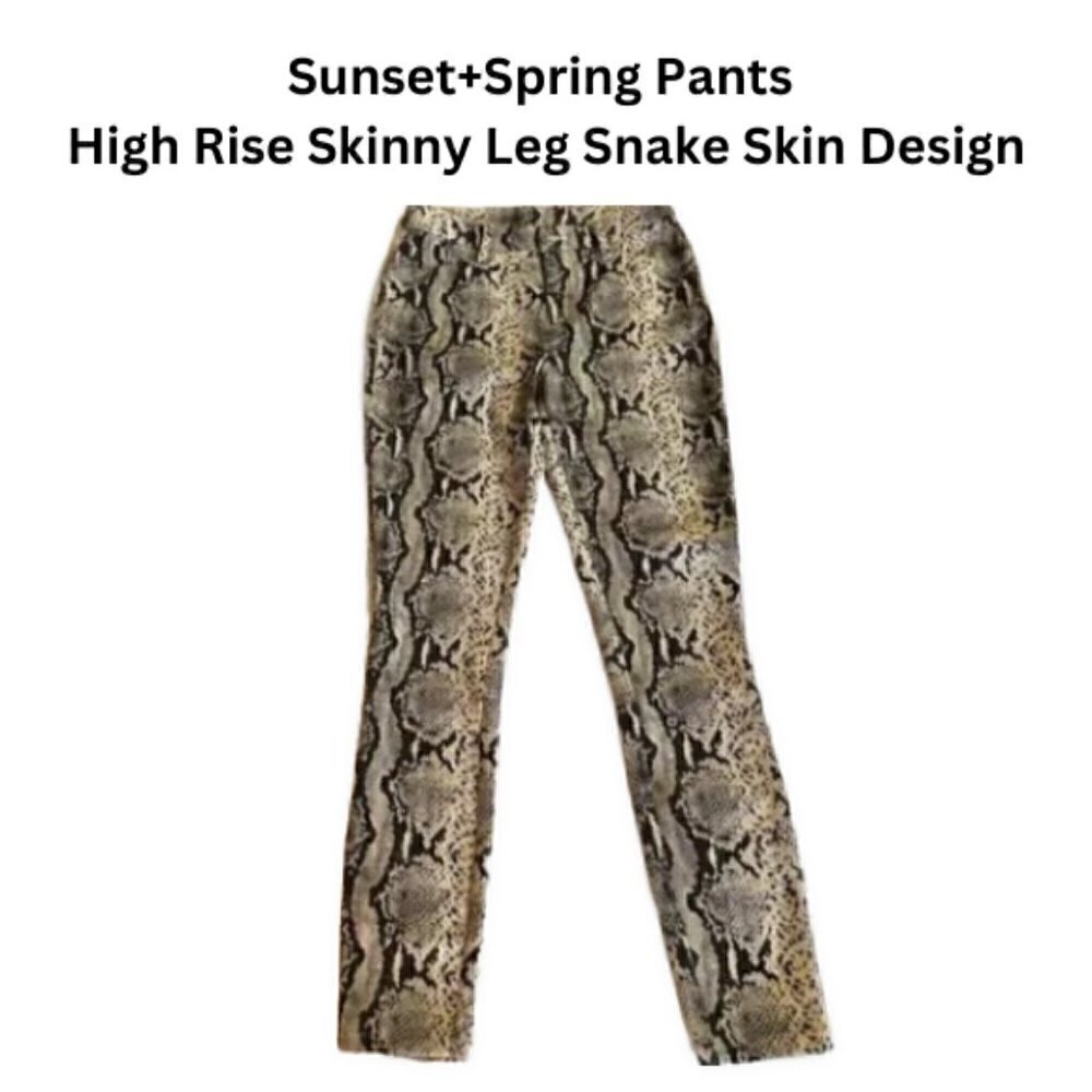 Sunset Spring Snake Skin Print Boot Cut High Rise Pants Small